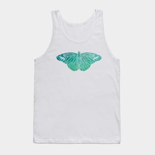 Butterfly Design in Blue and Green Paint Strokes Pattern Tank Top